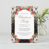 Botanical Black Gold Elegant Christmas Party 招待状 (スタンド正面)