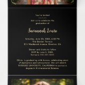 Botanical Black Gold Script 4 Photo Graduation 三つ折り案内状 (内部中)