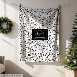 Botanical Blanket Personalized Monochrome Minimal フリースブランケット