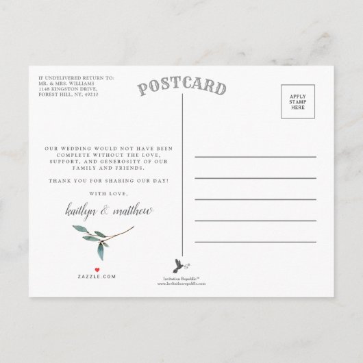 Botanical Blissの写真結婚ありがとう 案内ポストカード (裏面)