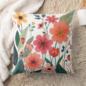 Botanical Bloom Burst Colorful Floral Pattern Art クッション (ブランケット)