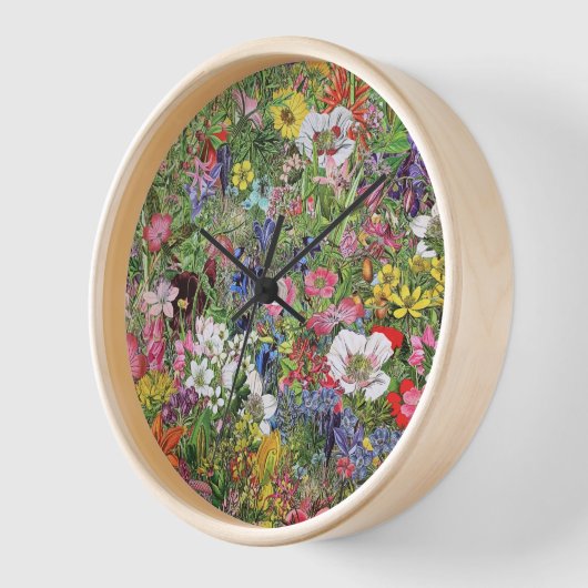 Botanical Bloom Nature Wildflower 壁時計 (傾斜)