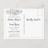 Botanical Blue日付のはがきを結婚保存 案内ポストカード (裏面)