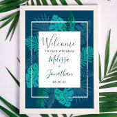 Botanical Blue Beach Palm Welcome to our Wedding ポスター