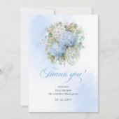 Botanical Blue Flowers Eucalyptus Wedding thanks サンキューカード (正面)