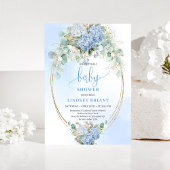 Botanical Blue Hydrangea Eucalyptus Baby Shower  招待状
