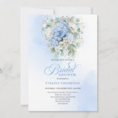 Botanical Blue Hydrangea Eucalyptus Shower Invitat 招待状 (正面)