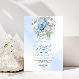 Botanical Blue Hydrangea Eucalyptus Shower Invitat 招待状