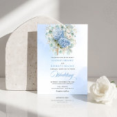 Botanical Blue Hydrangea Floral Wedding Invitation 招待状