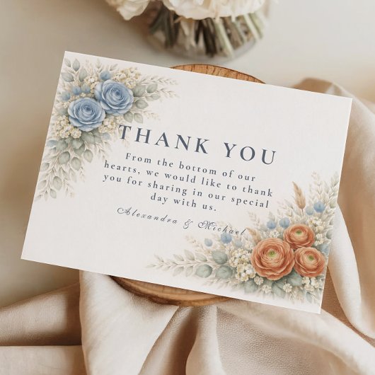 Botanical Blue Rose Wedding サンキューカード