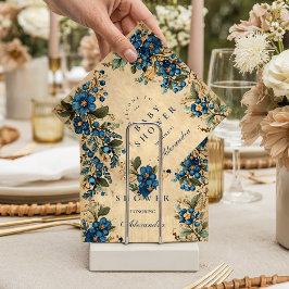 Botanical Blueberry Floral Baby Shower スタンダードカクテルナプキン