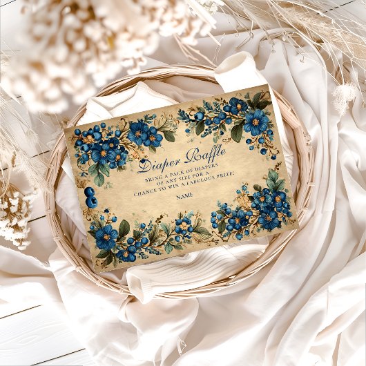 Botanical Blueberry Floral Diapper Raffle  エンクロージャーカード