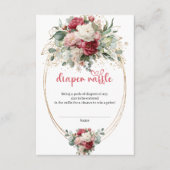 Botanical Blush Burgundy Floral Diaper Raffle エンクロージャーカード (正面)