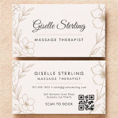 Botanical Blush Massage Therapist QR Code Floral 名刺