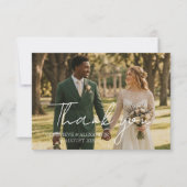 Botanical Blush Peach Photo Wedding Thank You Card サンキューカード (正面)