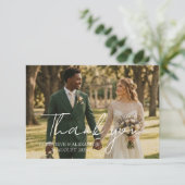 Botanical Blush Peach Photo Wedding Thank You Card サンキューカード (スタンド正面)