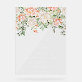 Botanical Blush Pink Floral Wedding Welcome Sign アクリルサイン (正面)
