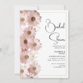 Botanical blush pink gold daisy Bridal Shower 招待状 (正面)