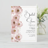 Botanical blush pink gold daisy Bridal Shower 招待状 (スタンド正面)