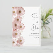 Botanical blush pink gold daisy Save the Date 招待状 (スタンド正面)