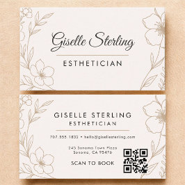 Botanical Blush QR Code Esthetician Floral 名刺