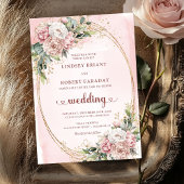 Botanical Blush Rose Gold Elegant Wedding Invites 招待状