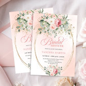 Botanical Blush Roses Bridal Shower Gold Invitatio 招待状