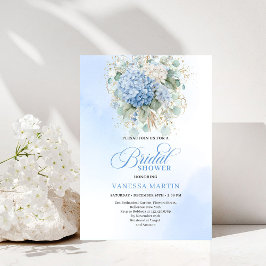 Botanical Boho Blue Floral Bridal Shower Invitatio 招待状