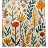 Botanical Boho Flowers Plants Design 390 シャワーカーテン (正面)