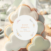 Botanical Boho flowers Script baby shower  ラウンドシール