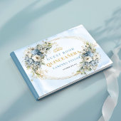 Botanical Boho Quince Guest Book Blue Gold Theme ゲストブック