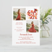 Botanical Boho Red Shades Graduation 2-Photo 招待状 (スタンド正面)