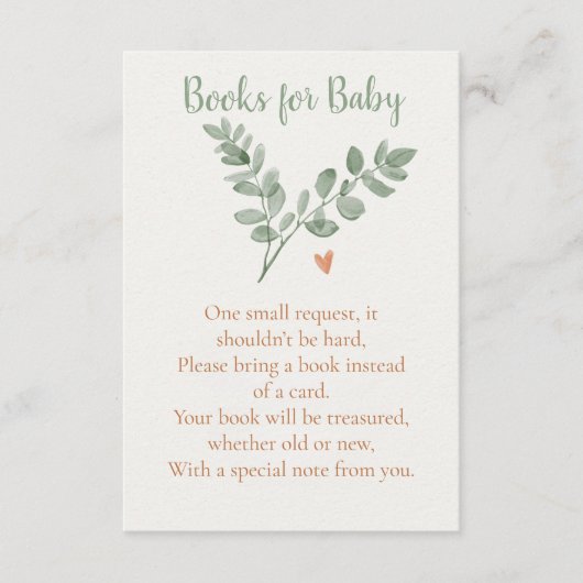 Botanical Books for Baby Card – Minimal Eucalyptus エンクロージャーカード (正面)