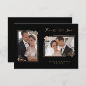 Botanical Branches エレガント Frame 2写真結婚ズ サンキューカード (正面/裏面)