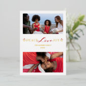 Botanical Branches Christmas Custom Photo Script 箔シーズンカード (立ち正面)