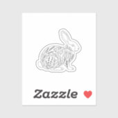 Botanical Bunny Silhouette Floral Line Art Sticker シール (シート)