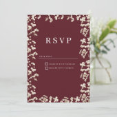Botanical Burgundy ivory gypsophila floral RSVP  招待状 (スタンド正面)