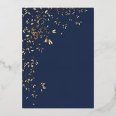 Botanical Caligraphy Wedding Navy Blue 箔招待状 (裏面)