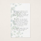 Botanical Celebrating the Life Photo Prayer Card (裏面)