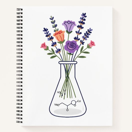 Botanical Chemistry Flask with Lavender and Rose A ノートブック (正面)