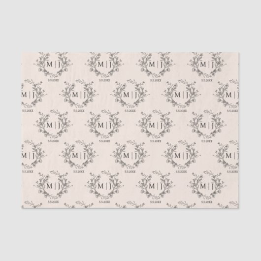 botanical chic typography monogram wedding  薄葉紙 (正面)