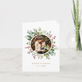 Botanical Christmasの結婚写真お待ちしております カード (正面)