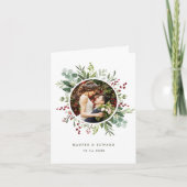 Botanical Christmasの結婚写真お待ちしております カード (正面)