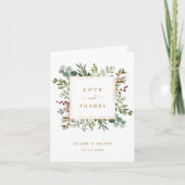 Botanical Christmas金ゴールド結婚の感謝の写真 カード (正面)