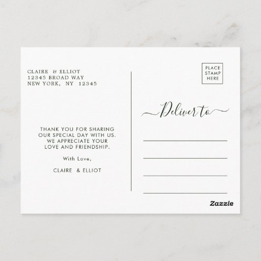 Botanical Christmas金ゴールド結婚の感謝の写真 ポストカード (裏面)