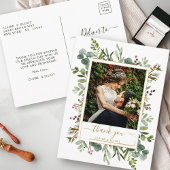 Botanical Christmas金ゴールド結婚の感謝の写真 ポストカード