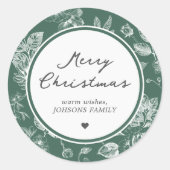 Botanical Christmas ラウンドシール (正面)