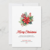 Botanical Christmas Bouquet Printable Greeting  シーズンカード (正面)