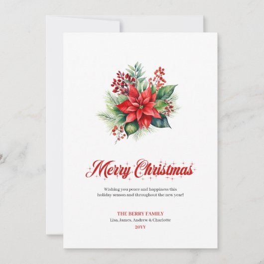 Botanical Christmas Bouquet Printable Greeting シーズンカード (正面)