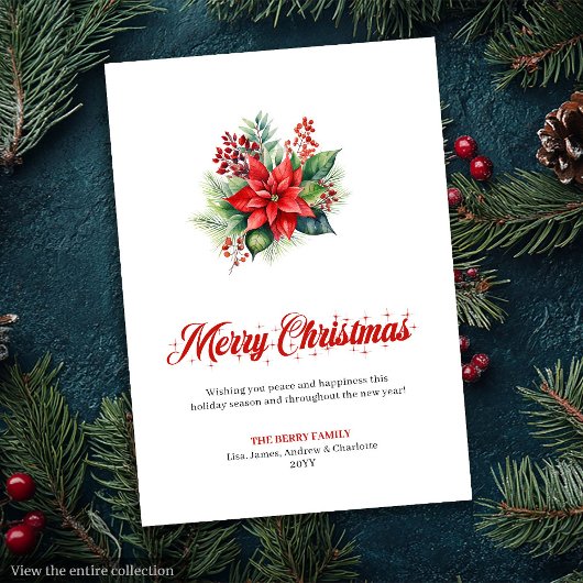Botanical Christmas Bouquet Printable Greeting  シーズンカード